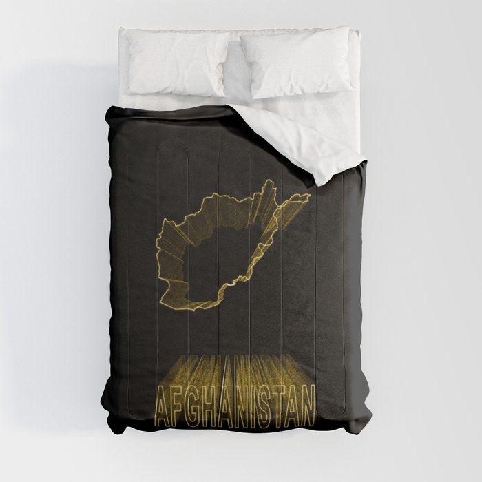 Map of Afghanistan, Gold Map Comforter by Allexxandarx Society6