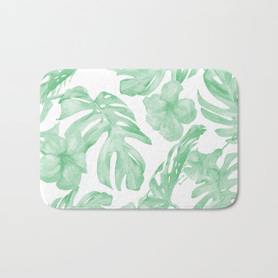 Tropical Island Republic Green and White Bath Mat