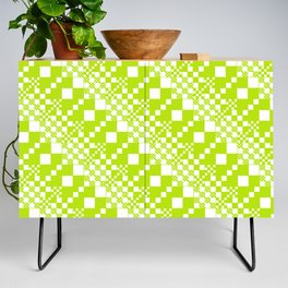 Checked, Checks - Lime Green and White Credenza
