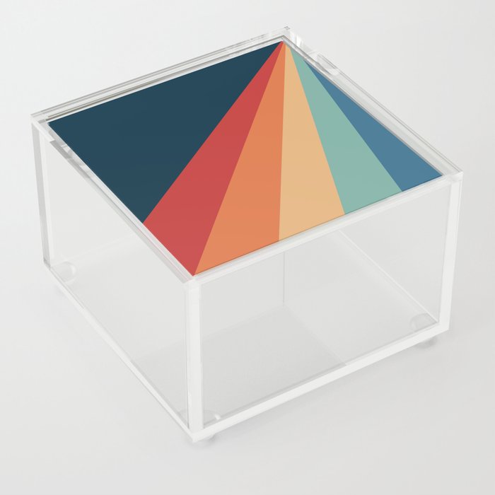 Colorful diagonal retro stripes Acrylic Box