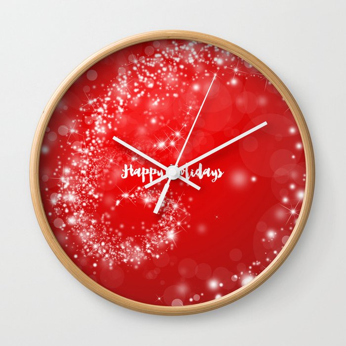 Modern stylish red white Christmas typography Wall Clock