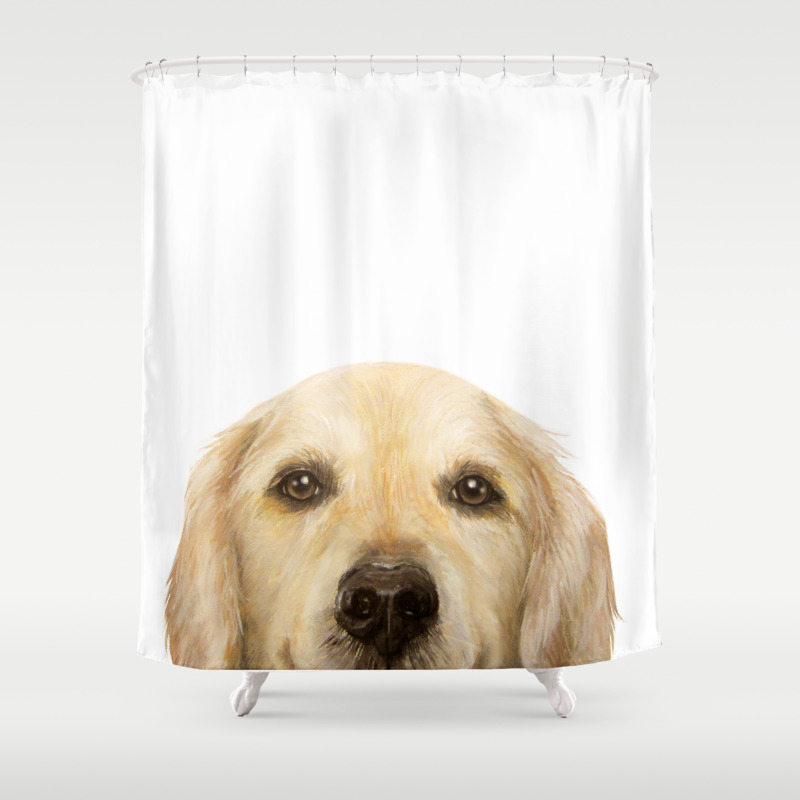 Golden Retriever Dog Illustration Original Painting Print Shower Curtain By Miartdesigncreation Society6