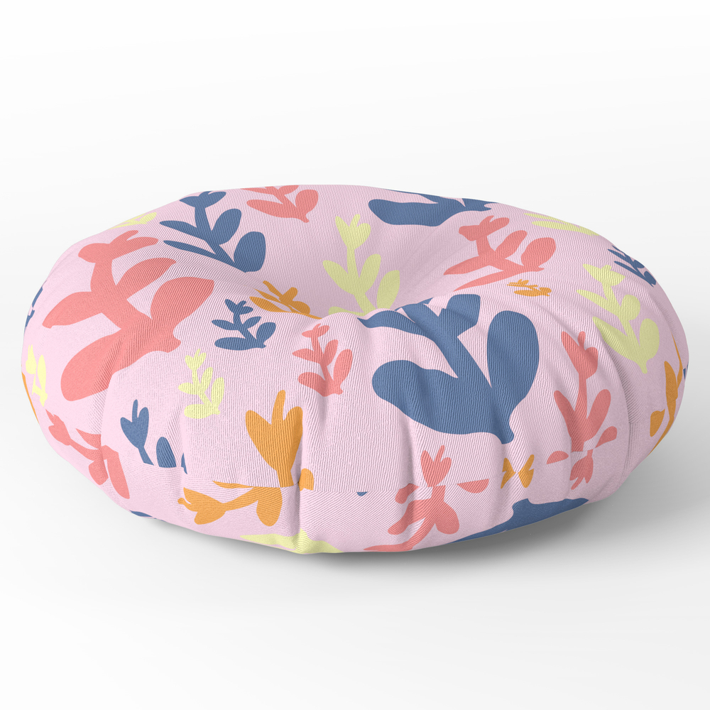 Small Colourful Ferns Round Floor Pillow - x 26
