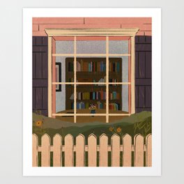 Bookshelf Window Art Print