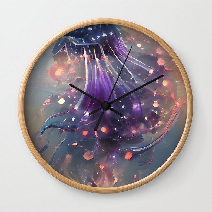 Colourful Abstract AI Art Jellyfish Wall Clock