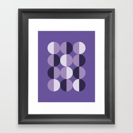 Retro circles grid purple Framed Art Print