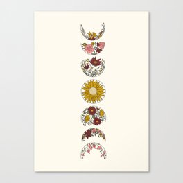 Floral Phases of the Moon Canvas Print