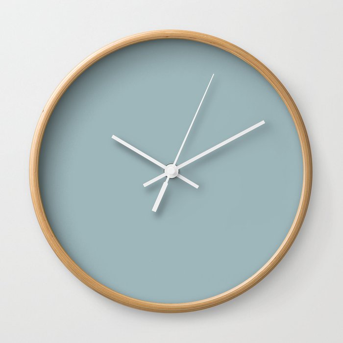 Dark Pastel Blue Solid Color Inspired by Benjamin Moore Buxton Blue HC-149 Wall Clock