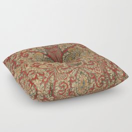 Antique Red Chintz Floral and Fruits Floor Pillow
