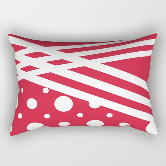 White dots on a red background. Rectangular Pillow
