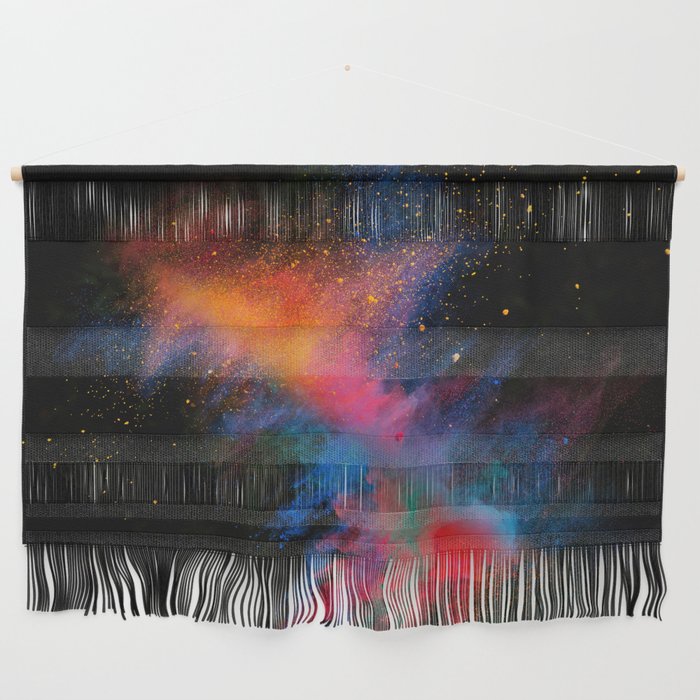 Launched colorful powder on black background Wall Hanging