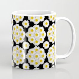 Daisies on black pattern Coffee Mug