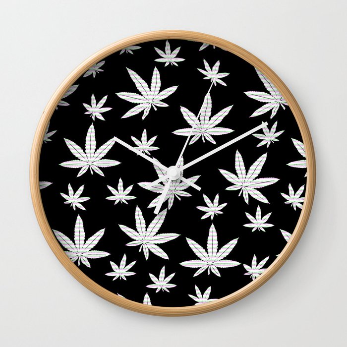 Black & White Weed Marijuana Cannabis Lovers Smokers  Wall Clock