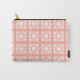 Pink Sunflower Tile Pattern V2 Carry-All Pouch | Drawing, Pink, Sunflower, Patterm, White, Modern, Daisies, Flower, Colorful, Sweet 