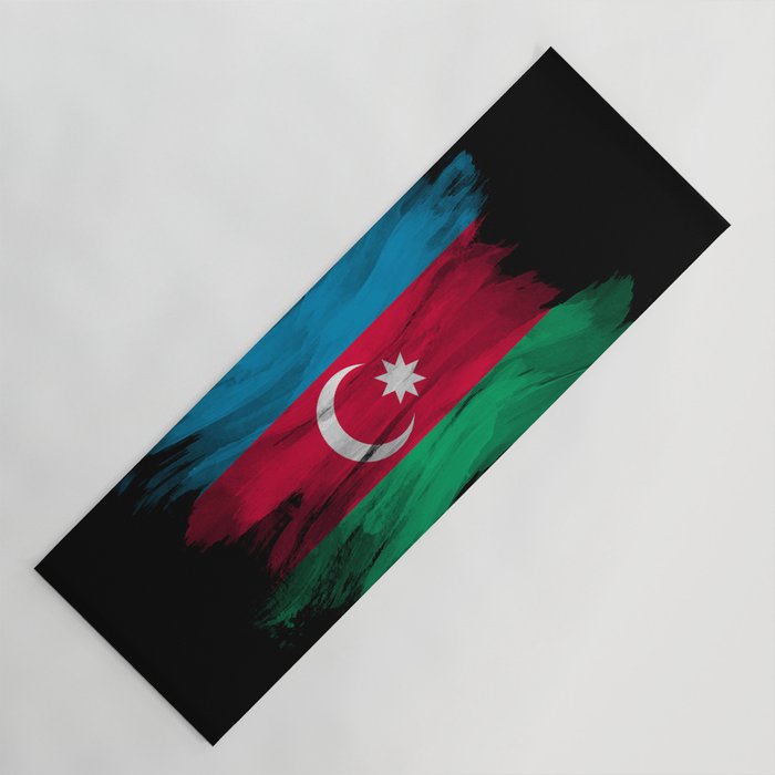 Azerbaijan flag brush stroke, national flag Yoga Mat