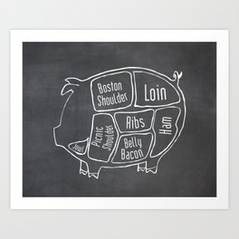 Pork Butcher Diagram (Pig Meat Chart) Art Print