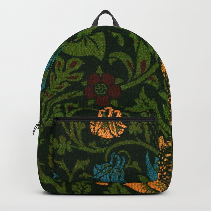William Morris Sunflower and water lilies floral textile Victorian 19th Century fabric print pattern Backpack