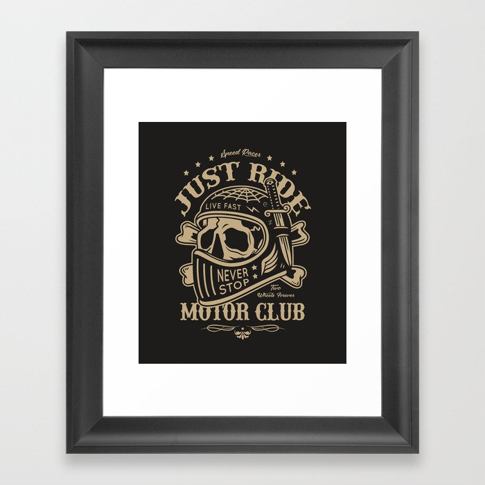 Motorcycle Club Helmet Illustration Framed Art Print