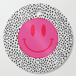Make Me Smile - Cute Preppy Vsco Smiley Face on Black and White Cutting Board