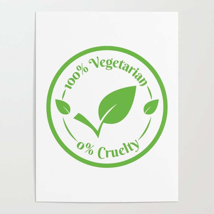 pic Icon Society6 Logo vegan logo icon stamp seal 100 vegetarian 0 cruelty in circle poster by fogsj