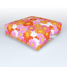 Cheerful Summer Daisy Flowers Red, Pink Orange Outdoor Floor Cushion