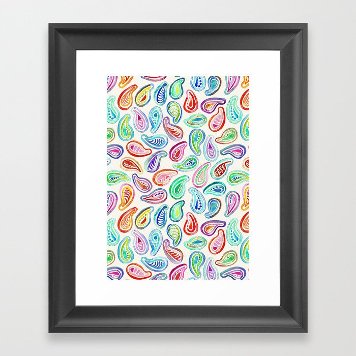 Simple Hand Painted Watercolor Paisley Pattern Framed Art Print