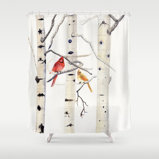 New Bass PRo Shop Whitetail  Birch Plaid Fabric Shower Curtain Doe Buck 
