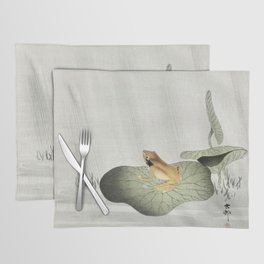 Frog on lotus leaf Ohara Koson. Who let the frog out Placemat
