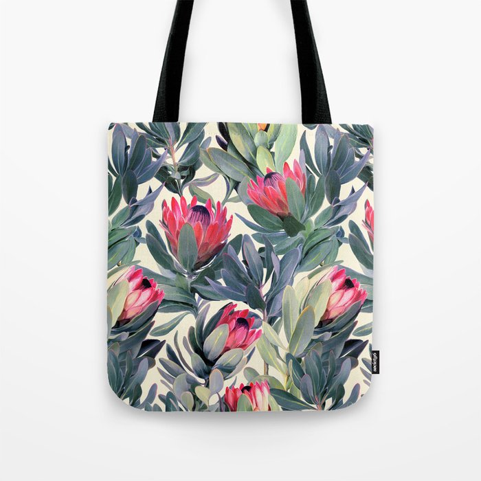 Painted Protea Pattern Tote Bag