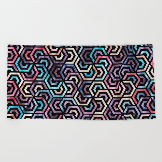 Seamless Colorful Geometric Pattern XXII Beach Towel