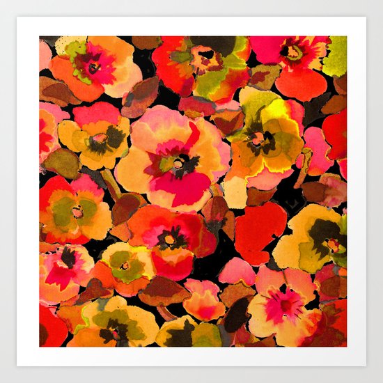 peach floral Art Print
