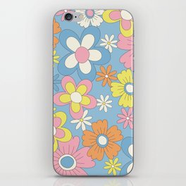 Retro vintage background with flowers iPhone Skin