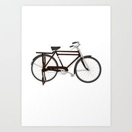 Asian Chinese style vintage classical bicycle watercolor illustration Art Print