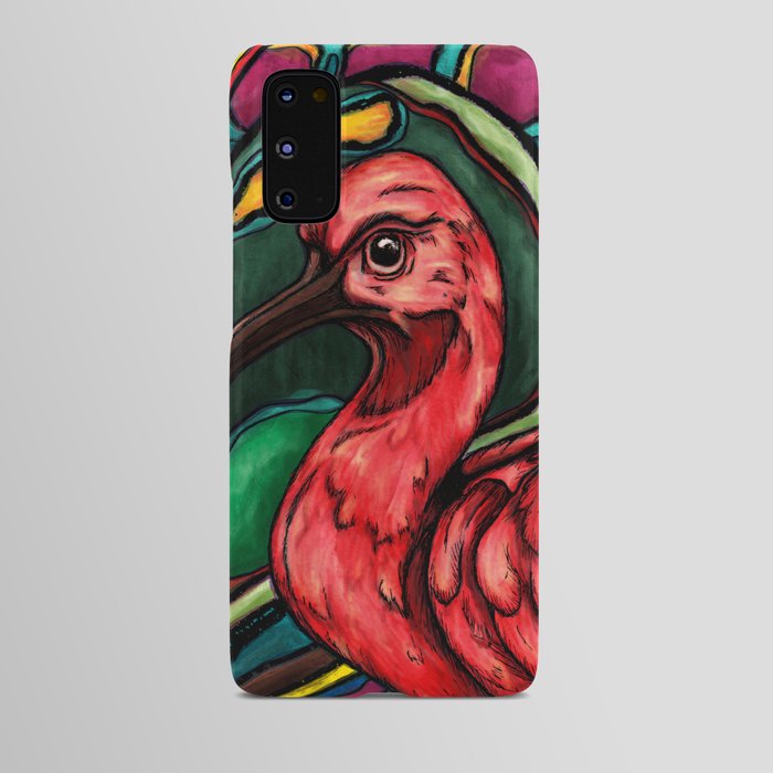 Scarlet ibis painting, red tropical bird in jungle Android Case