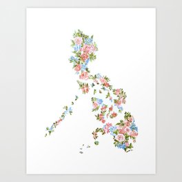 Let Hope Bloom-Philippine Map-Roses Art Print