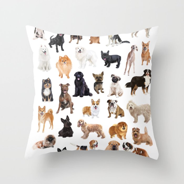 All the Dogs Throw Pillow