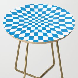 Blue Op Art Check or Checked Background. Side Table