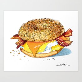 Breakfast Bagel Art Print