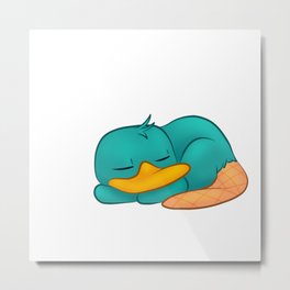 Sleepy Little Platypus Metal Print