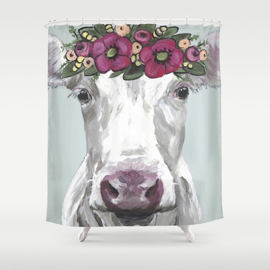 Flower Crown Cow Cute Cow Art Farm Animal Painting Shower