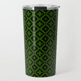Green and Black Ornamental Arabic Pattern Travel Mug