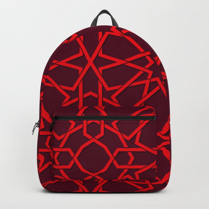 Red Color Arab Square Pattern Backpack