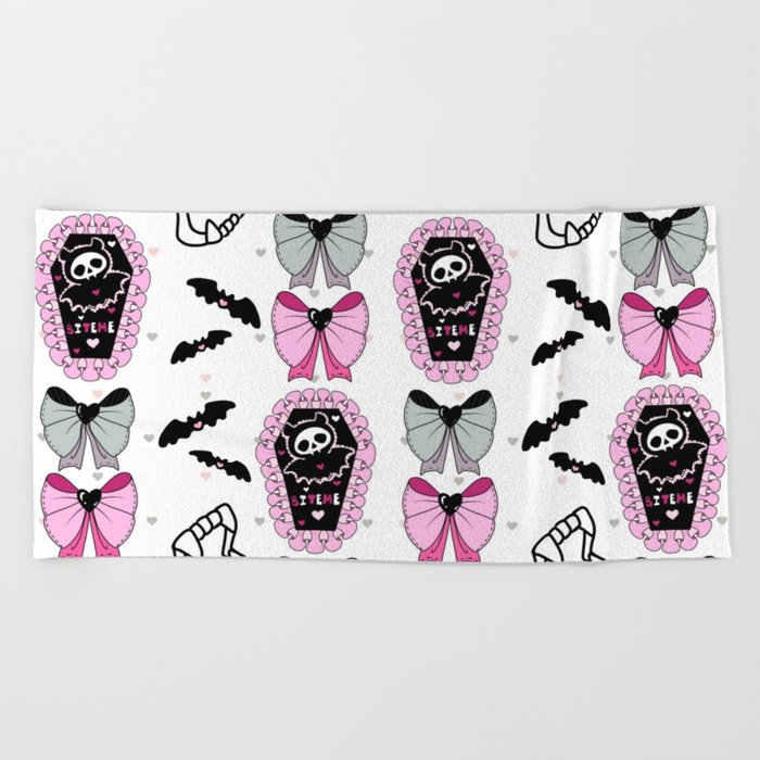 Cute Bite Me Bat Collage Beach Towel