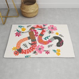 Patchwork snake with flowers Rug