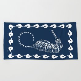 Seahorse Dark Blue Beach Towel