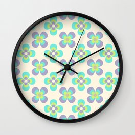 FLORAL RETRO VALENTINE DESIGN  Wall Clock | Pink, Pinkvalentine, Digital, Retro, Creativedesign, Hearts, Blooming, Sweetheart, Romantic, Lucky 