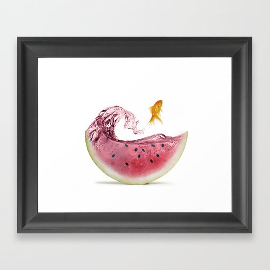 watermelon goldfish Framed Art Print