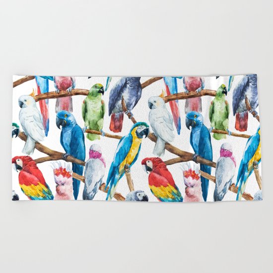 Parrot Pattern 02 Beach Towel