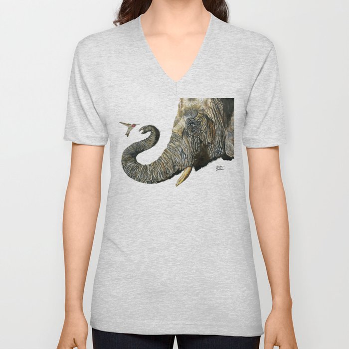 Elephant Cyril And Hummingbird Ayre V Neck T Shirt