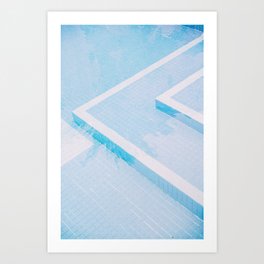 Aqua Blue Pool Tiles - Minimalist Architecture Photograph Art Print